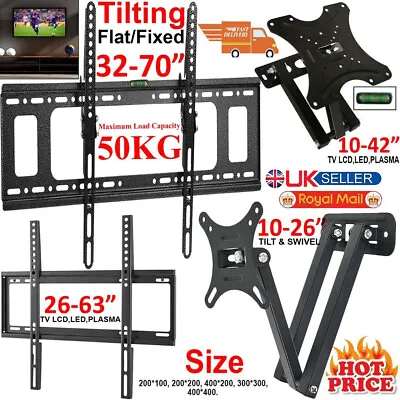 Tv Wall Bracket Tilt/swivel Slim/flat Mount For 10 -70  Inch 3d Lcd Led Plasma • £12.19