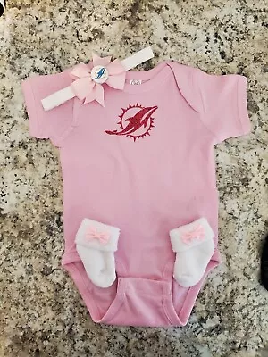 Dolphins Pink Infant/baby Girl Clothes Dolphins Baby Shower Girl  Miami Newborn  • $24.75