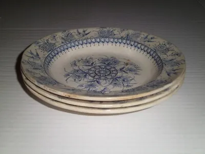 Antique Sampson Hancock & Sons 3 Blue BOWLS May Flower S H & O Aesthetic 1906-12 • $26