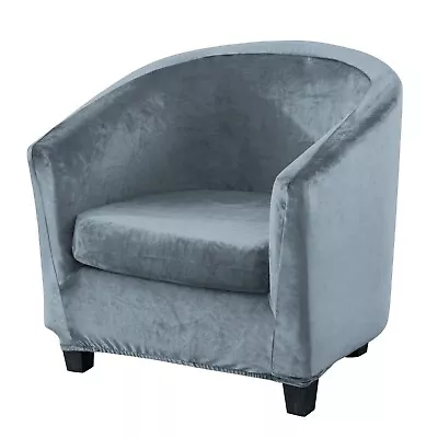 Velvet Tub Chair Cover For Round Armchair Stretch Round Barrel Club Chair Cover • $29.99