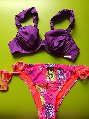 La SENZA *Belle*/Primark Multi U/W Padded Plunge Side Tie Bikini Set UK 34A/12 • £29.99