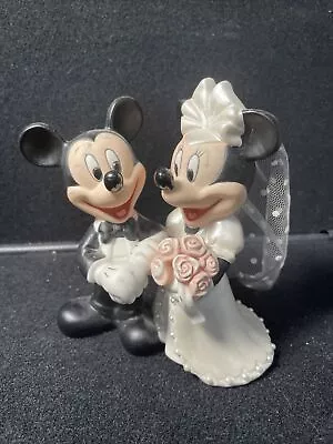 Disney Mickey & Minnie Mouse Wedding Bride And Groom Porcelain Cake Topper • $24.99
