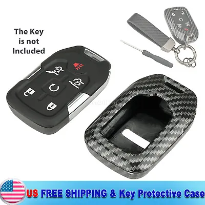 Carbon Fiber Key Fob Cover Case For 2019 2020 Chevrolet Silverado 1500 2500 3500 • $11.89