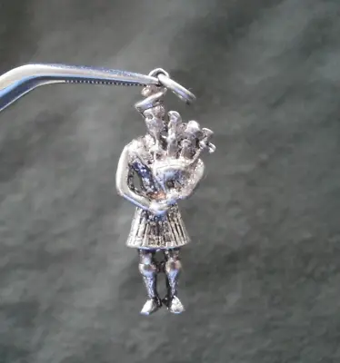 Scottish Highland Piper Bagpipes Vintage Sterling Silver Charm Pendant 4.3g • $15.50