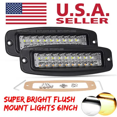 2X 6  Flush Mount LED Work Light Bar Spot Flood Rear Bumper Reverse Pods 7inch • $18.69