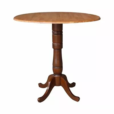 Pemberly Row 42  Round Dual Drop Leaf Pedestal Table In Brown • $448.99