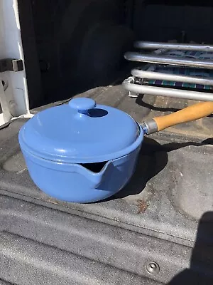 Morphy Richards #2 Enamel VTG Cast Iron 2.5 Qt  Saute Pot Casserole Lid Blue • $27.97