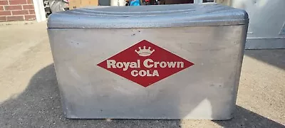 VINTAGE ALUMINUM ROYAL CROWN RC COLA COOLER DIAMOND LOGO Cronstroms Service READ • $149.99