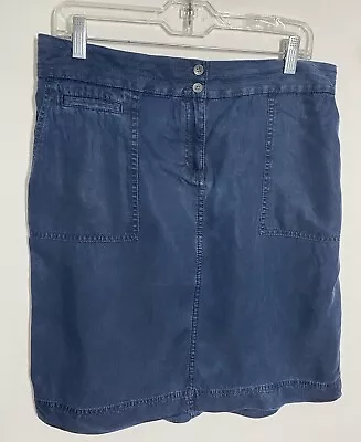J Jill Size Medium Navy Cargo Pocket Elastic Waist Skirt 100% Tencel Lyocell • $19.99
