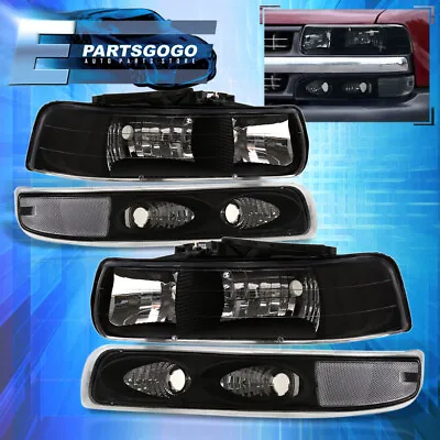 For 99-02 Chevy Silverado 00-06 Tahoe Suburban Black Headlights + Bumper Lamps • $53.99