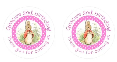 £2.10 • Buy 24 Personalised Stickers Round Flopsy Bunny Christening Baby Shower 1st Birthday