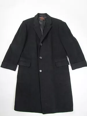 Vtg 1950's Black 100% Cashmere Overcoat Sz 39 Mod Hollywood Top Coat 50s 60s • $69.99