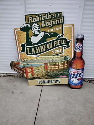 Miller Lite Beer Sign With Green Bay Packers Lambeau Field Football Stadium Rare • $299.99