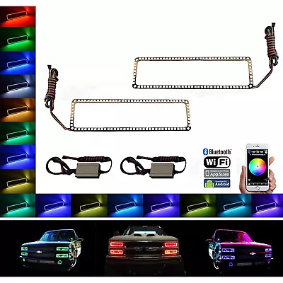 88-98 Chevy GMC Truck Color Changing LED RGB Upper Headlight Halo Ring BLUETOOTH • $139.95