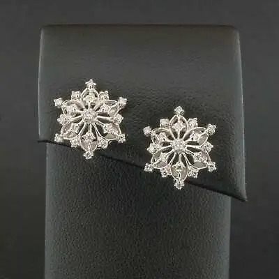 £329 • Buy (AGJ) 14ct White Gold Approx. 0.30ct Diamond Cluster Screw On Earrings 4.3g