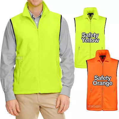 BIG MENS Polar Fleece Vest Safety Yellow Orange Sleeveless Jacket XL 2X 3XL 4XL • $26.99