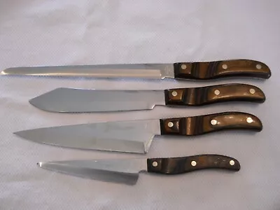 Vintage Ekco Arrowhead Usa 4 Pc Kitchen Knives With Awesome Wood Handles Nice • $21.99