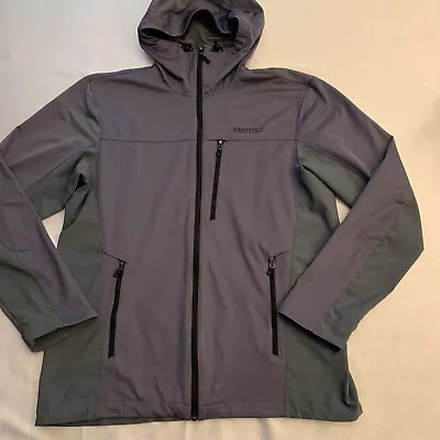 Marmot Mens Jacket Gore Windstopper Large Gray Hooded Softshell 👀🔥 • $29.99