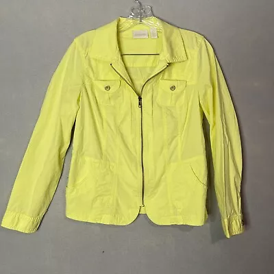 Chico's 0 Womens Long Sleeve Full Zip Lightweight Jacket S/4 Yellow Pockets • $3.58