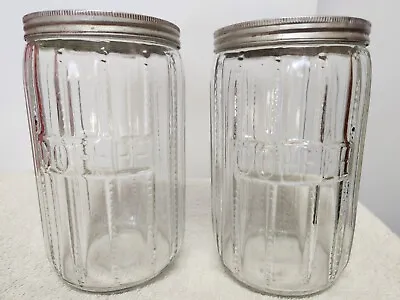 Vintage Hoosier Style 15 Panel Zipper Pattern Coffee Jar With Alluminum Lids • $40