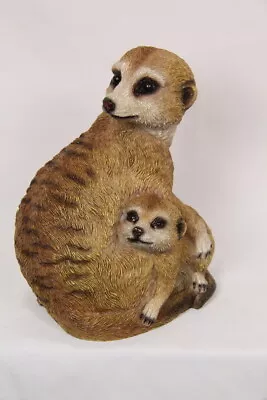 # 21CM MOTHER AND BABY MEERKAT Family Ornament Statue Figurine Sculpture Garden • $38.99