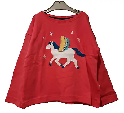 Ex Frugi Girls Top Unicorn Pink Long Sleeve Cotton 1.5-10 Yrs NEW • £10.99