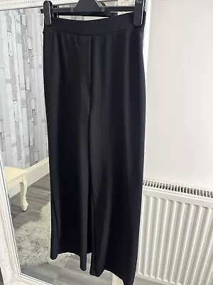 H&M Black Stretch Waist Long Black Trousers U.K. Size Small 8-10 • £2