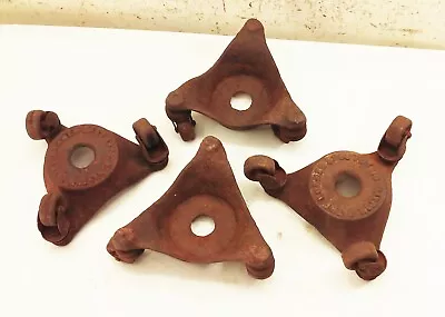 $49.99 • Buy Vtg Antique Cast Iron 3 Wheel Swivel Casters Stove Piano Furniture Moving Roller