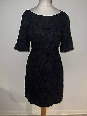 Toast Gorgeous Embroidered Textured Black Dress UK 6 • £9.99
