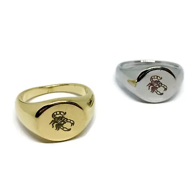 Scorpion Signet Ring | Gold Silver Mens Womens Stainless Steel Pinky Zodiac Sign • £7.99