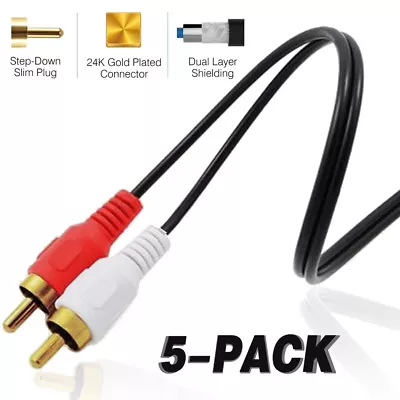 [2/5pcs] 2 RCA Male To 2 RCA Male Stereo Audio Cable Lead Gold Plated Head-1M 2M • $11.39