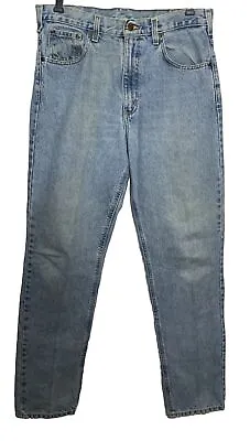 Carhart Mens Blue Jeans Tapered Leg Medium Wash Relaxed Fit Inseam 34 Waist 34 • $32.60