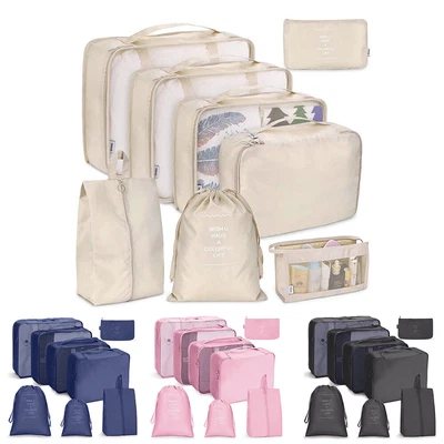 $19.99 • Buy 8PCS Packing Cubes Travel Pouches Luggage Organiser Clothes Suitcase Storage Bag
