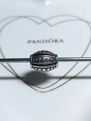 Genuine Pandora Silver Barrel Dots And Beaded Lines Charm S925 ALE. • £10