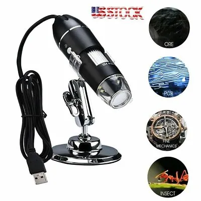 1000X 8LED 10MP USB Digital Microscope Endoscope Magnifier Camera W/ Stand US • $15.26