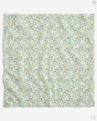 New J Crew Liberty Yellow Ivory Floral Cotton Square Bandana Scarf Multiway • $24.99