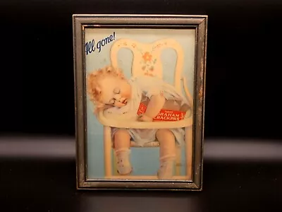 Vintage Nabisco Graham Cracker Framed Advertising Print  All Gone!   • $22