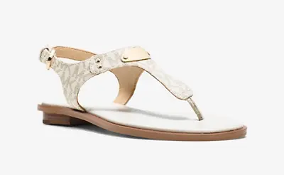 Michael Kors MK Plate Logo Vanilla T-Strap Sandal Women's US Sizes 5-11/NEW!!! • $79.95