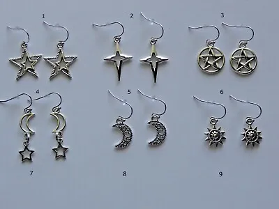 Celestial Sun Stars Moon Star Earrings French Hooks With Rubber Stoppers • $1.99