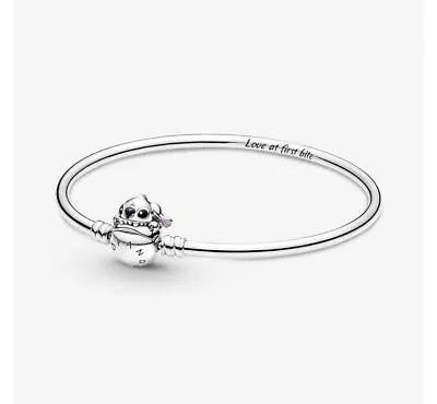 Pandora Moments Disney Stitch Biting Clasp Bangle - 16cm With Box • £6.50