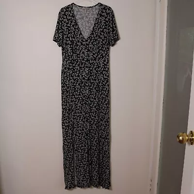 $19.97 • Buy ASOS Maxi Dress Women 14 Black White Floral Boho Gypsy Hippie Short Sleeve