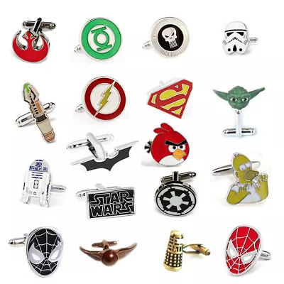£4.99 • Buy Stylish Men's Women's Superhero Cufflinks Superman Spiderman For Wedding Party 