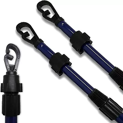 2.4M Heavy Duty Telescopic Line Prop Extendable Pole For Washing Clothes Support • £7.99