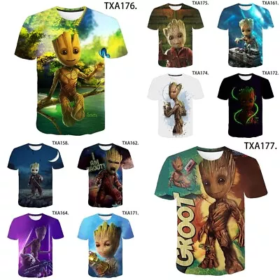 Women Men 3D Guardians Of The Galaxy I Am Groot Short Sleeve T-Shirt Tee Top UK • £9.59