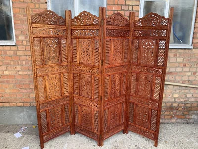 £19.99 • Buy Oriental Style 4 Panel Carved Screen Room Divider - CS L42