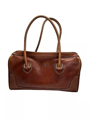 Etienne Aigner Vintage Brown Leather Duffel Travel Tote Bag • $17.46