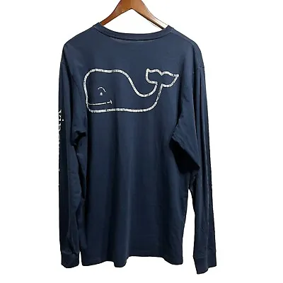 Vineyard Vines Shirt Mens Blue Whale Pocket Tee Casual Preppy Long Sleeve • $18.99