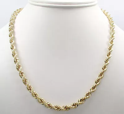 14K Solid Yellow Gold 4MM Rope Chain Thick Necklace Bracelet  Mens Women 16 -30  • $549.99