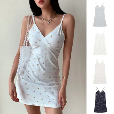 $8.10 • Buy Women Camisole Strap Spaghetti Mini Dress V Neck Bodycon Dress Party ClubWear