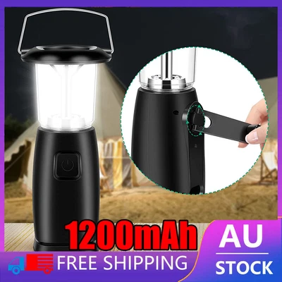 $23.99 • Buy Solar Hand Crank Camping LED Light Lantern Wind Up Tent Lamp Emergency Outdoor